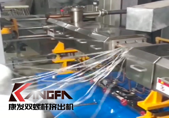 65高扭+PLC，尼龍加纖雙螺桿造粒機試機